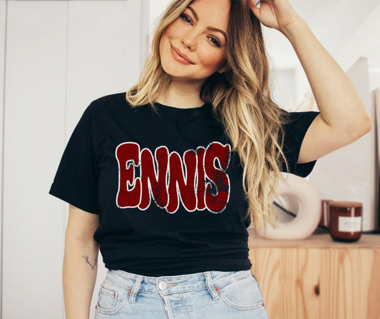 Ennis (wonky grunge- maroon/white) - DTF