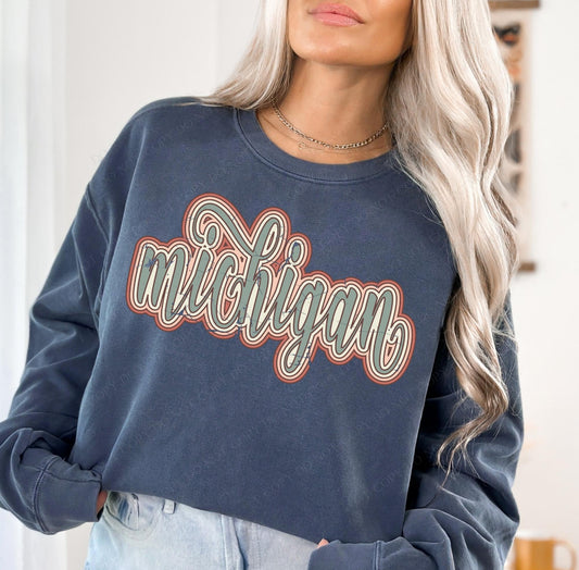 Michigan (boho stacked distressed) - DTF