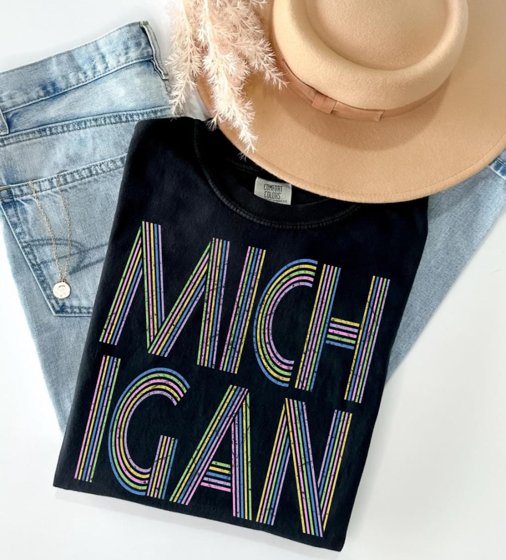 Michigan (retro lines distressed) - DTF