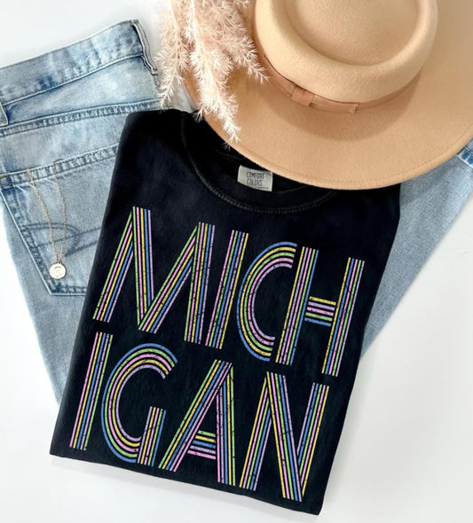 Michigan (retro lines distressed) - DTF