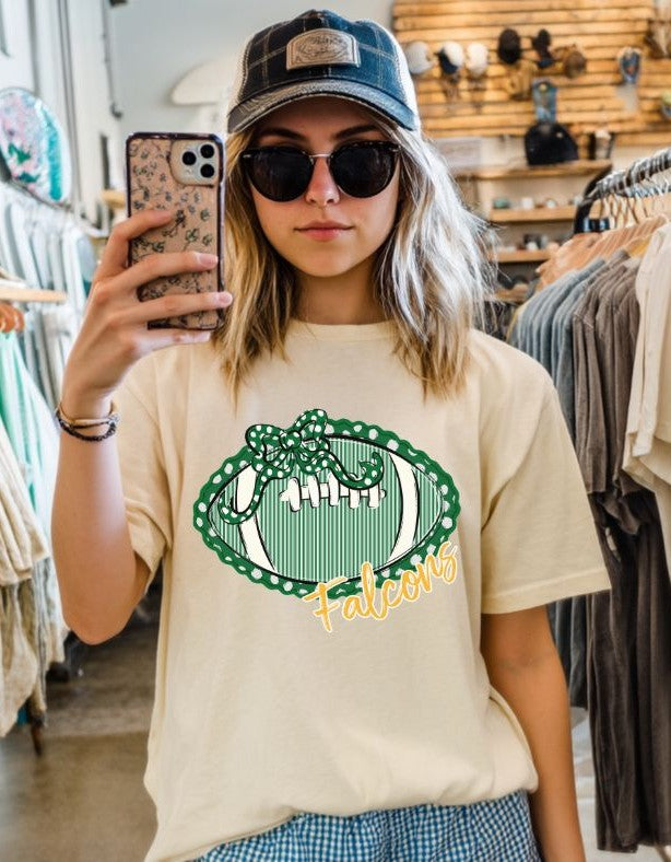 Falcons - Kelly Green/Yellow Gold (Prepster Football/Bow Mascot) - DTF