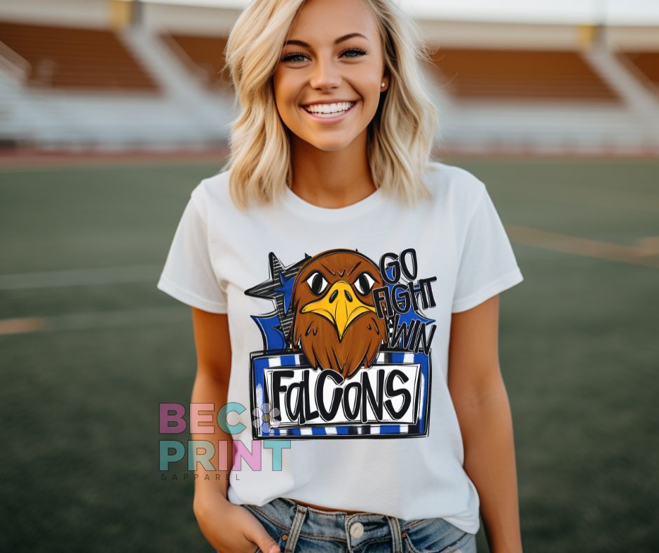 Falcons - Royal Blue (Go Fight Win Star Mascot) - DTF