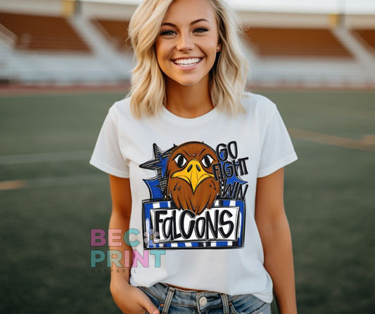 Falcons - Royal Blue (Go Fight Win Star Mascot) - DTF