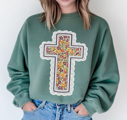 Cross (Fall Floral) - DTF