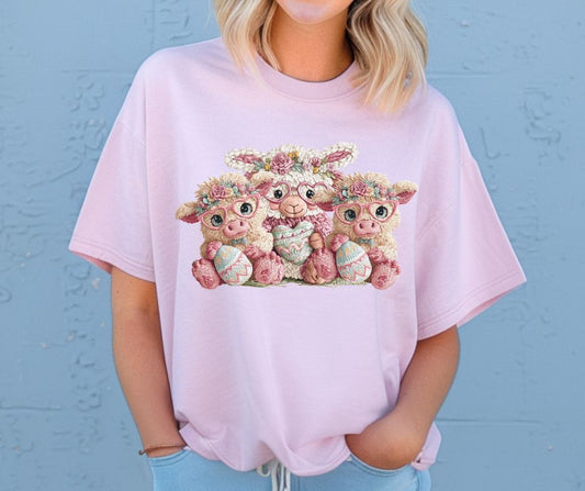 Faux Yarn Easter Highland Cow - DTF