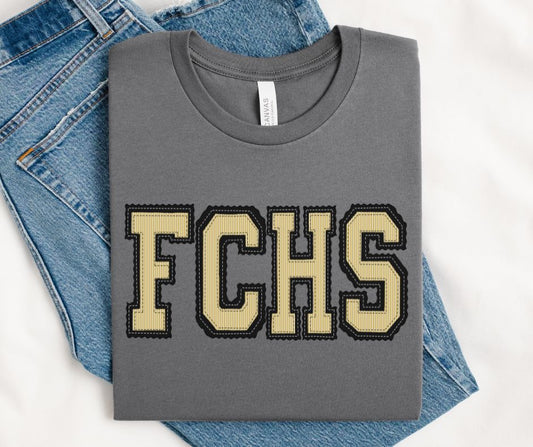 FCHS - Black/Vegas Gold (Prepster School Initials) - DTF