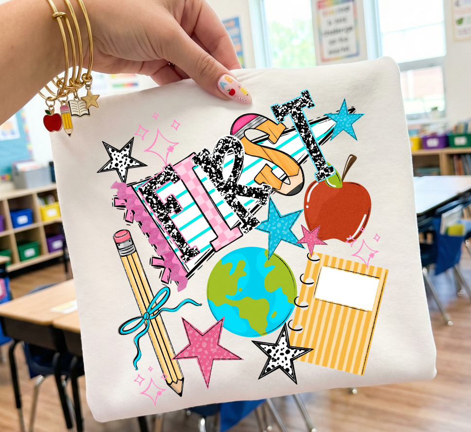 First Grade (Back to School Name Pennant) - DTF