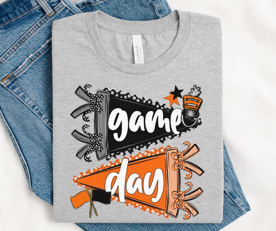 Game Day Sports Pennant  - Flags (Prepster Black/Orange) - DTF