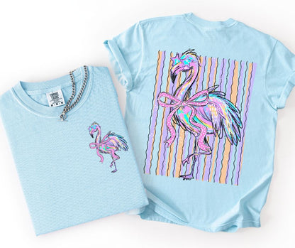 Flamingo Stripes (2-in-1 front/back combo) - DTF