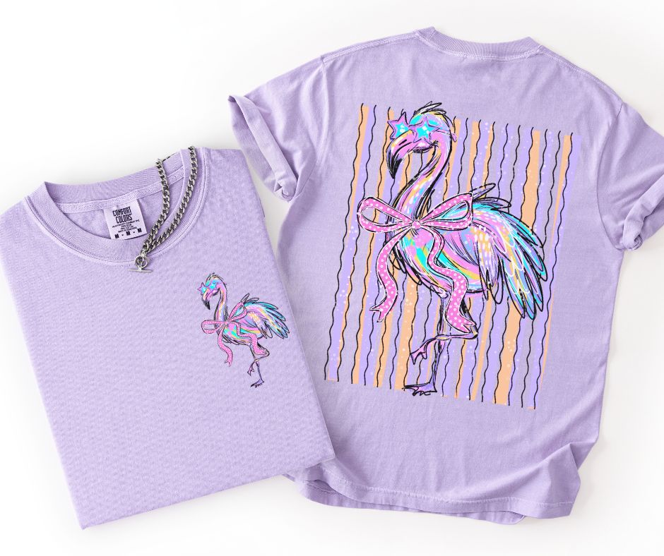 Flamingo Stripes (2-in-1 front/back combo) - DTF