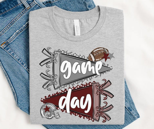 Game Day Sports Pennant  - Football (Prepster Maroon/Gray) - DTF
