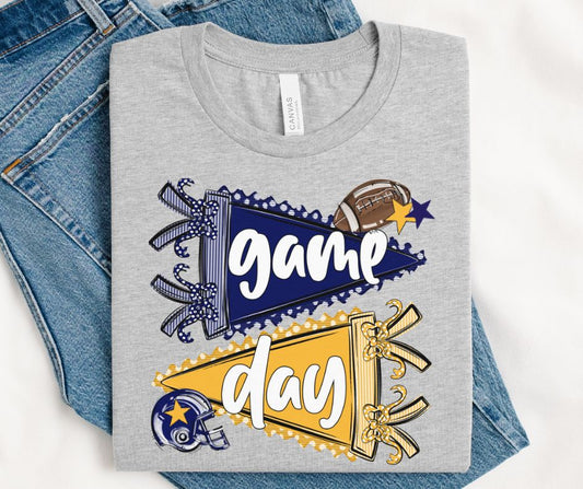 Game Day Sports Pennant  - Football (Prepster Navy/Yellow Gold) - DTF