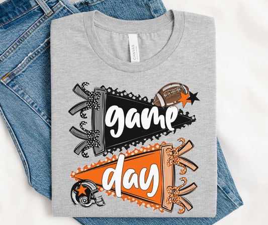 Game Day Sports Pennant  - Football (Prepster Black/Orange) - DTF