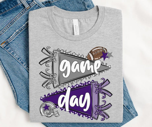 Game Day Sports Pennant  - Football (Prepster Purple/Gray) - DTF