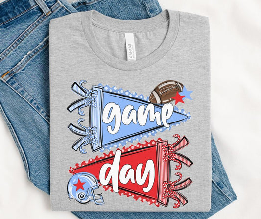 Game Day Sports Pennant  - Football (Prepster Red/Columbia Blue) - DTF