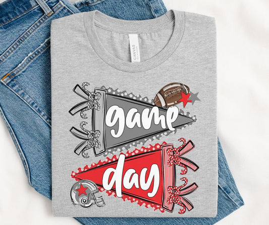 Game Day Sports Pennant  - Football (Prepster Red/Gray) - DTF