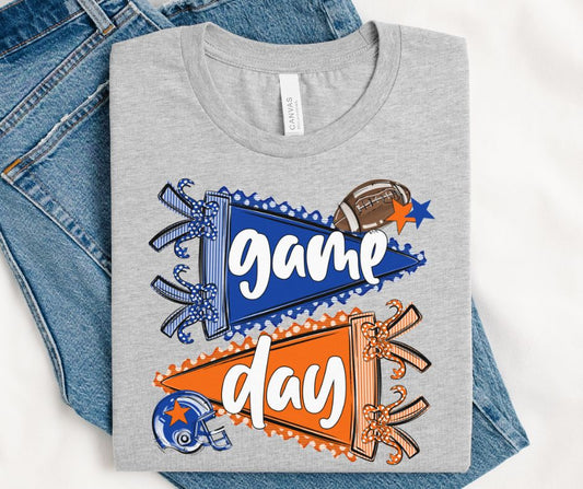 Game Day Sports Pennant  - Football (Prepster Royal Blue/Orange) - DTF