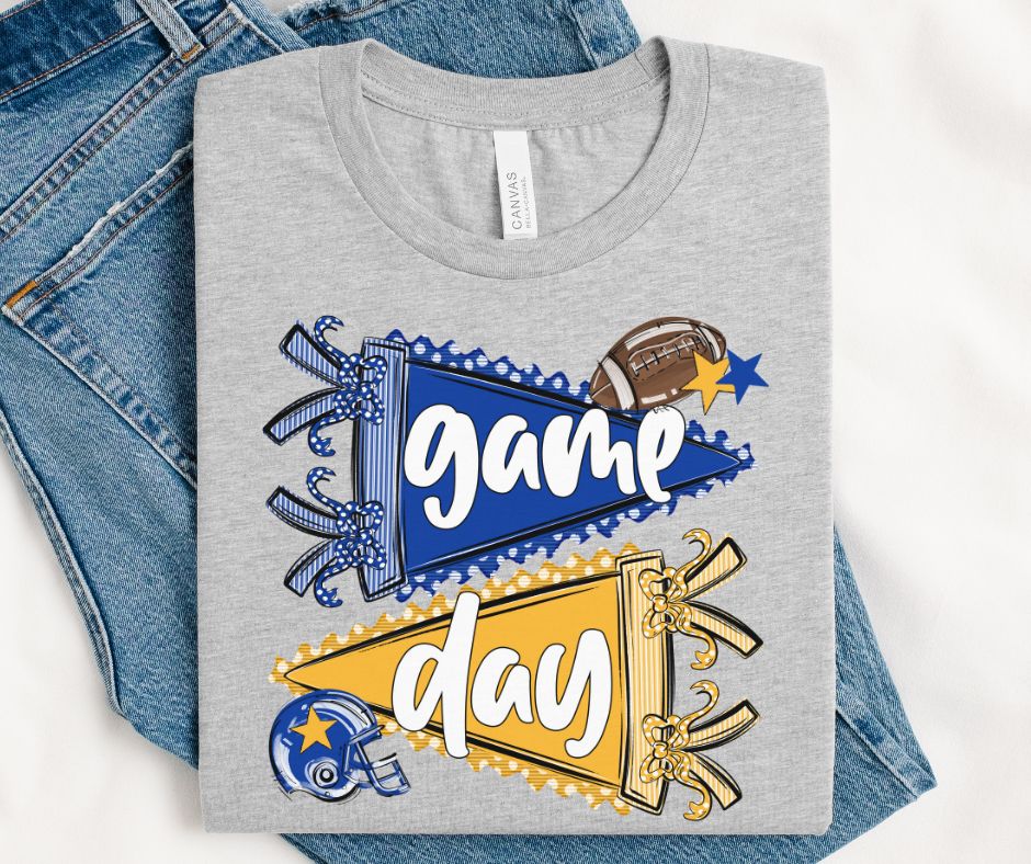 Game Day Sports Pennant  - Football (Prepster Royal Blue/Yellow Gold) - DTF