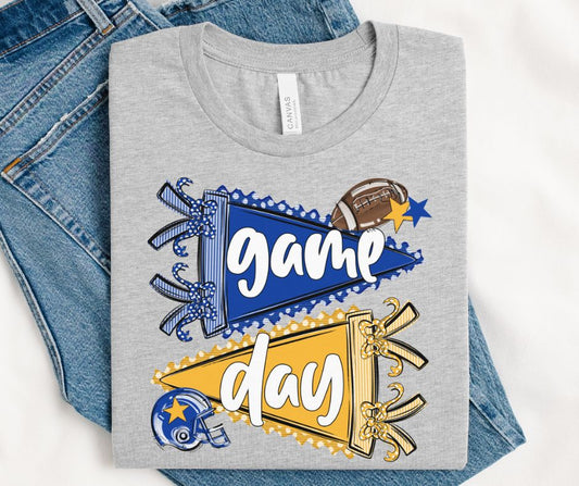 Game Day Sports Pennant  - Football (Prepster Royal Blue/Yellow Gold) - DTF
