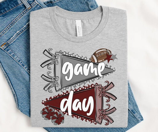Game Day Sports Pennant  - Football/Cheer (Prepster Maroon/Gray) - DTF