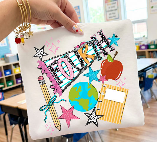 Fourth Grade (Back to School Name Pennant) - DTF