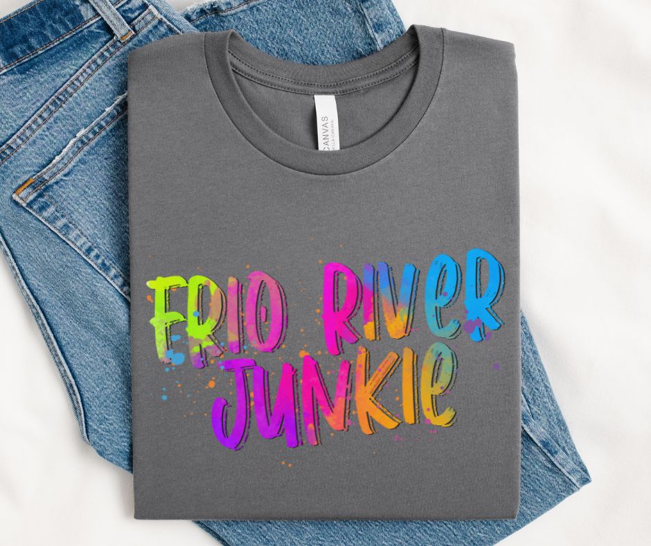 Frio River Junkie (Bright Colored Graffiti Style Words) - DTF