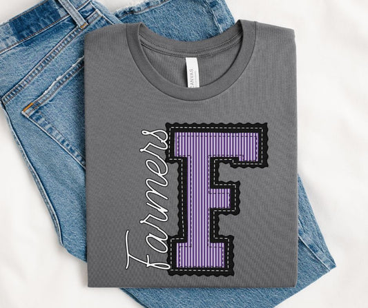 F - Farmers - Purple/Black (Prepster Mascot) - DTF