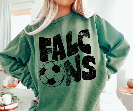 Falcons Mascot Soccer (black) - DTF