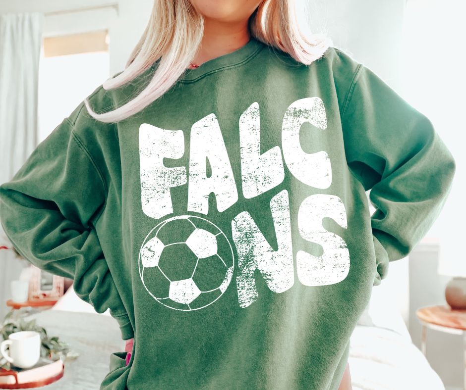 Falcons Mascot Soccer (white) - DTF
