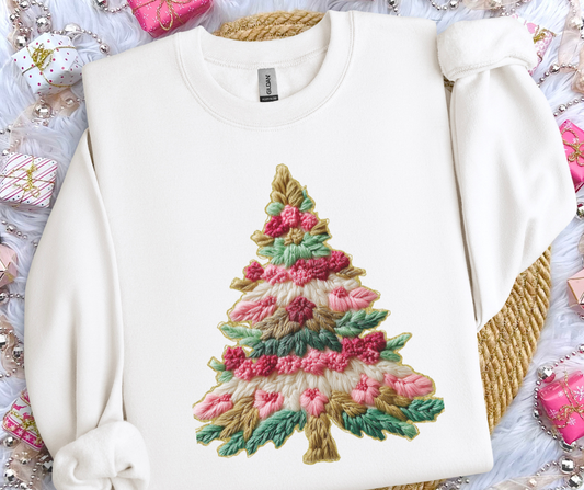 Christmas Tree (French Knot/Faux Yarn Pink)  - DTF