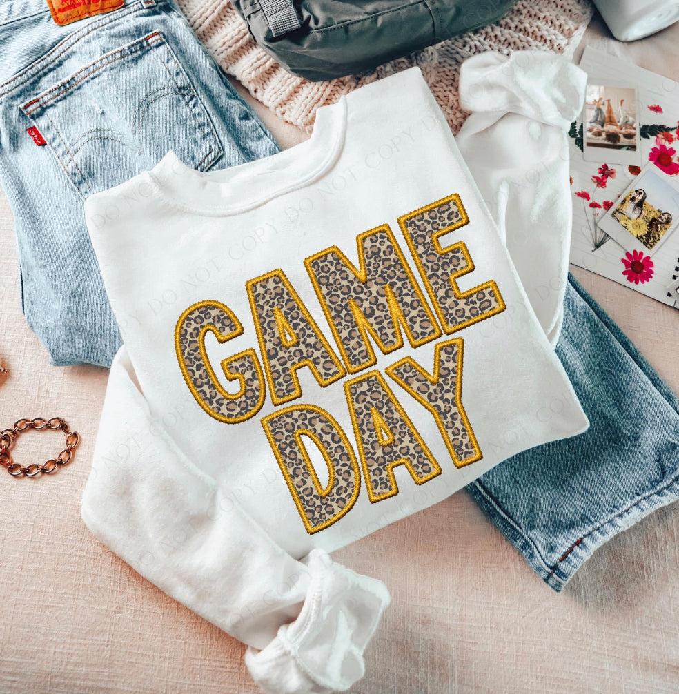 Game Day Leopard (Embroidery look) - yellow gold - DTF