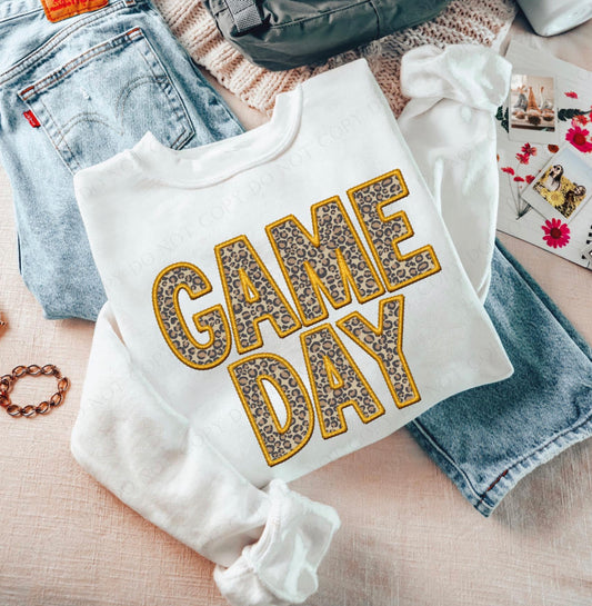 Game Day Leopard (Embroidery look) - yellow gold - DTF