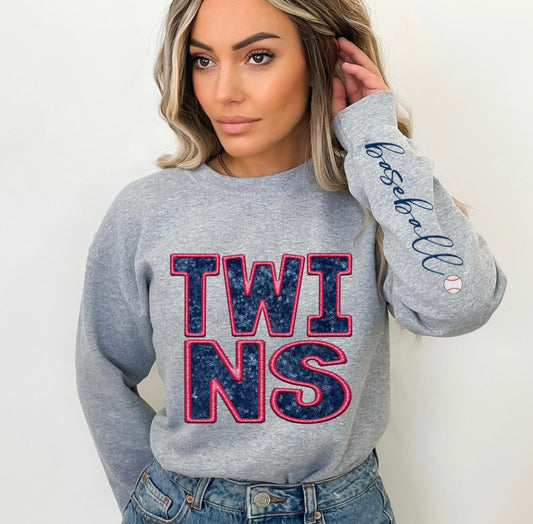 Twins (Baseball - Sequins/Embroidery look) - DTF
