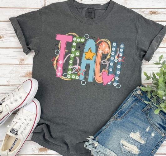 Teach (Colorful Hand Drawn Design) - DTF