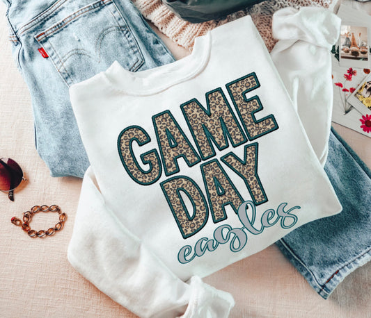 Game Day Leopard (Embroidery look) - Eagles - DTF