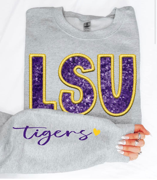 LSU (Sequins/Embroidery look) - DTF