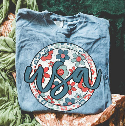 USA (Patriotic Boho Floral - transparent and non-transparent) - DTF