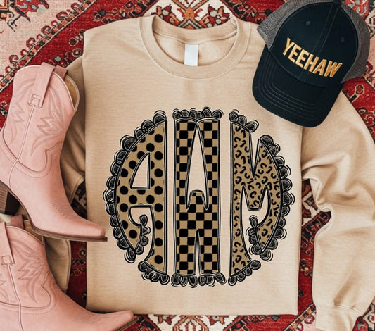 CUSTOM Mixed Up Monogram - DTF transfer - NO MOCK UP provided