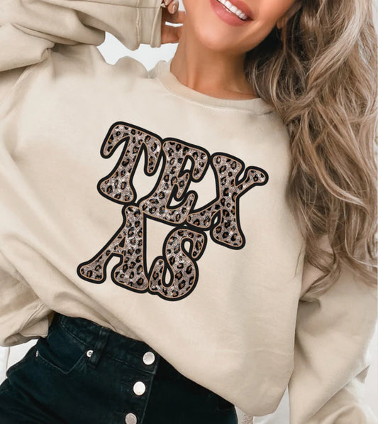 Texas (faux leopard sequins) - DTF