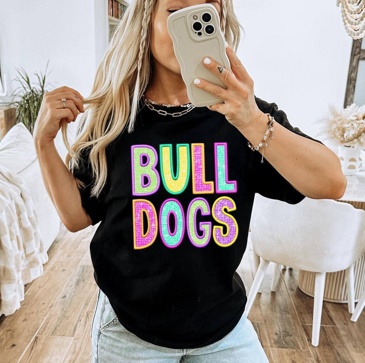 Bulldogs (faux neon embroidered diamond) - DTF