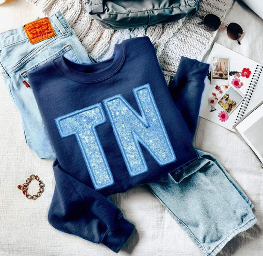 TN - Tennessee (Blue Sequins/Embroidery look) - DTF