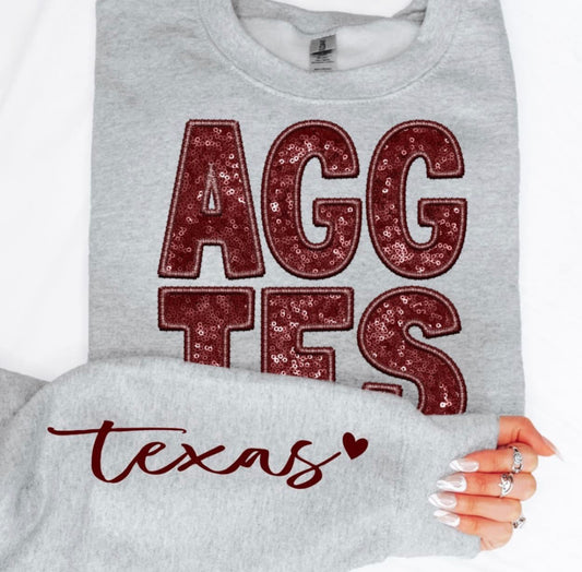 TX Aggies (Sequins/Embroidery look) - DTF