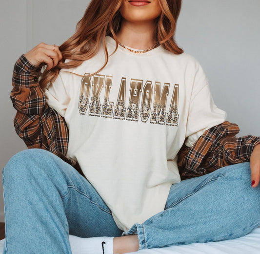 Oklahoma (ombre gold foil and leopard) - DTF