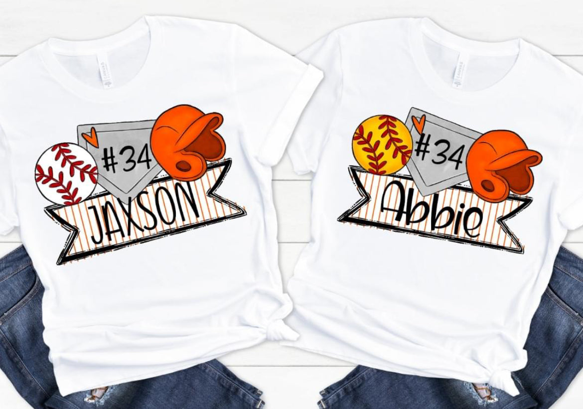 Baseball and Softball Trios (Personalized) - DTF