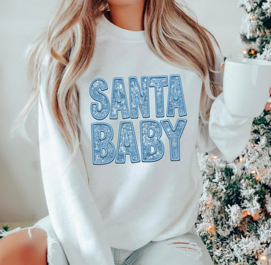 Santa Baby (Light Blue - bling look) - DTF