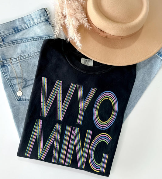 Wyoming (retro lines distressed) - DTF