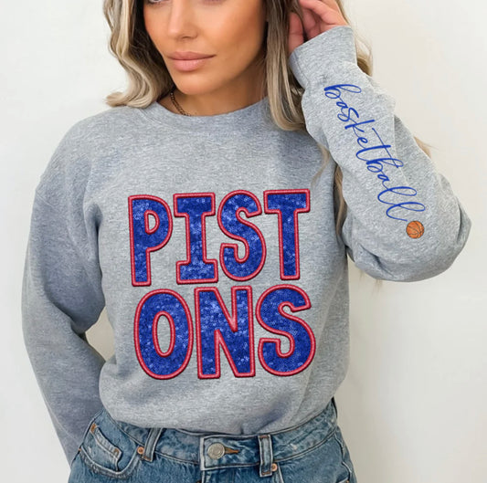 Pistons (basketball - Sequins/Embroidery look) - DTF