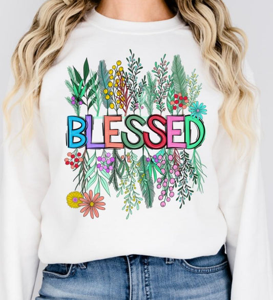 Floral Split BLESSED - DTF