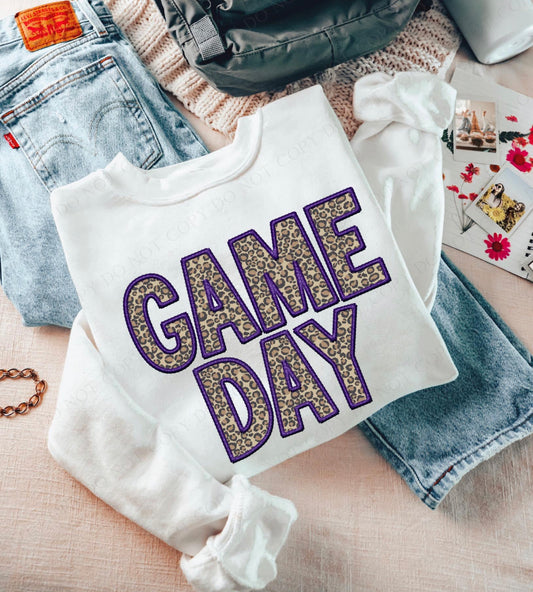 Game Day Leopard (Embroidery look) - purple - DTF