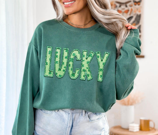 Lucky (faux embroidered sequin look) - DTF